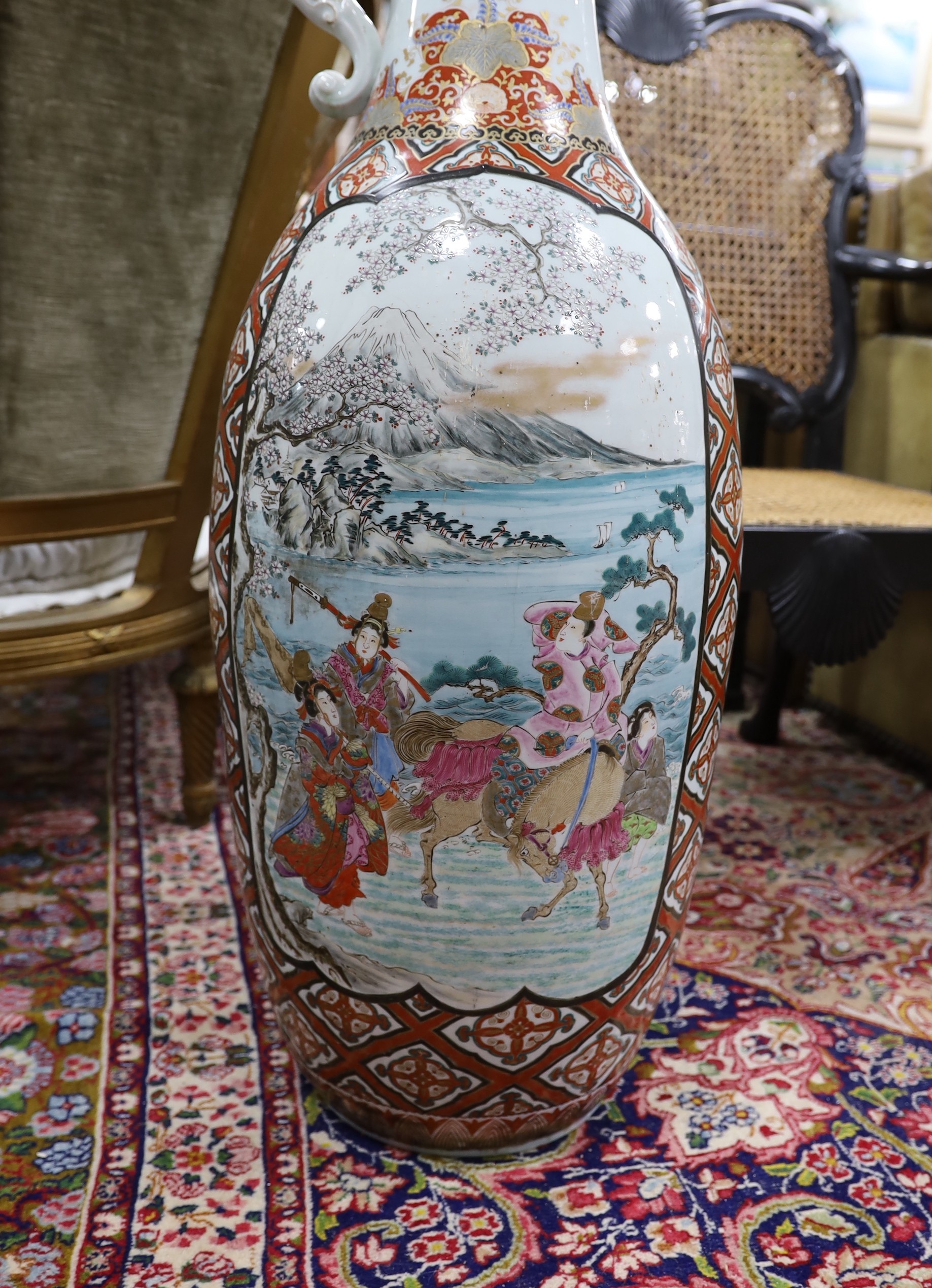 A large Japanese porcelain floor vase, 106cm